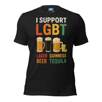 I Support LGBT: Lager-Guinness-Beer-Tequila T-shirt