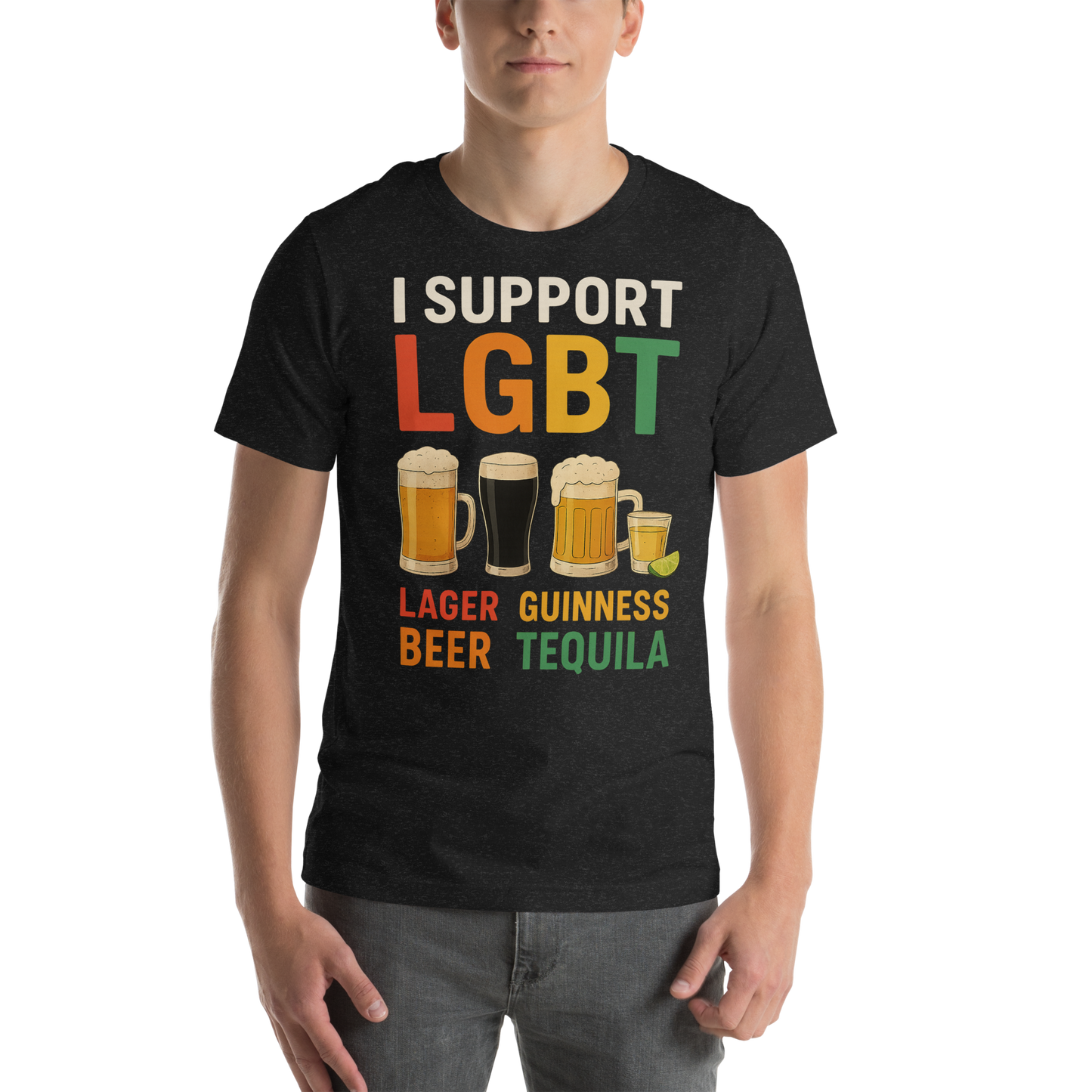 I Support LGBT: Lager-Guinness-Beer-Tequila T-shirt