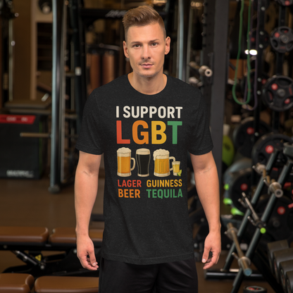 I Support LGBT: Lager-Guinness-Beer-Tequila T-shirt