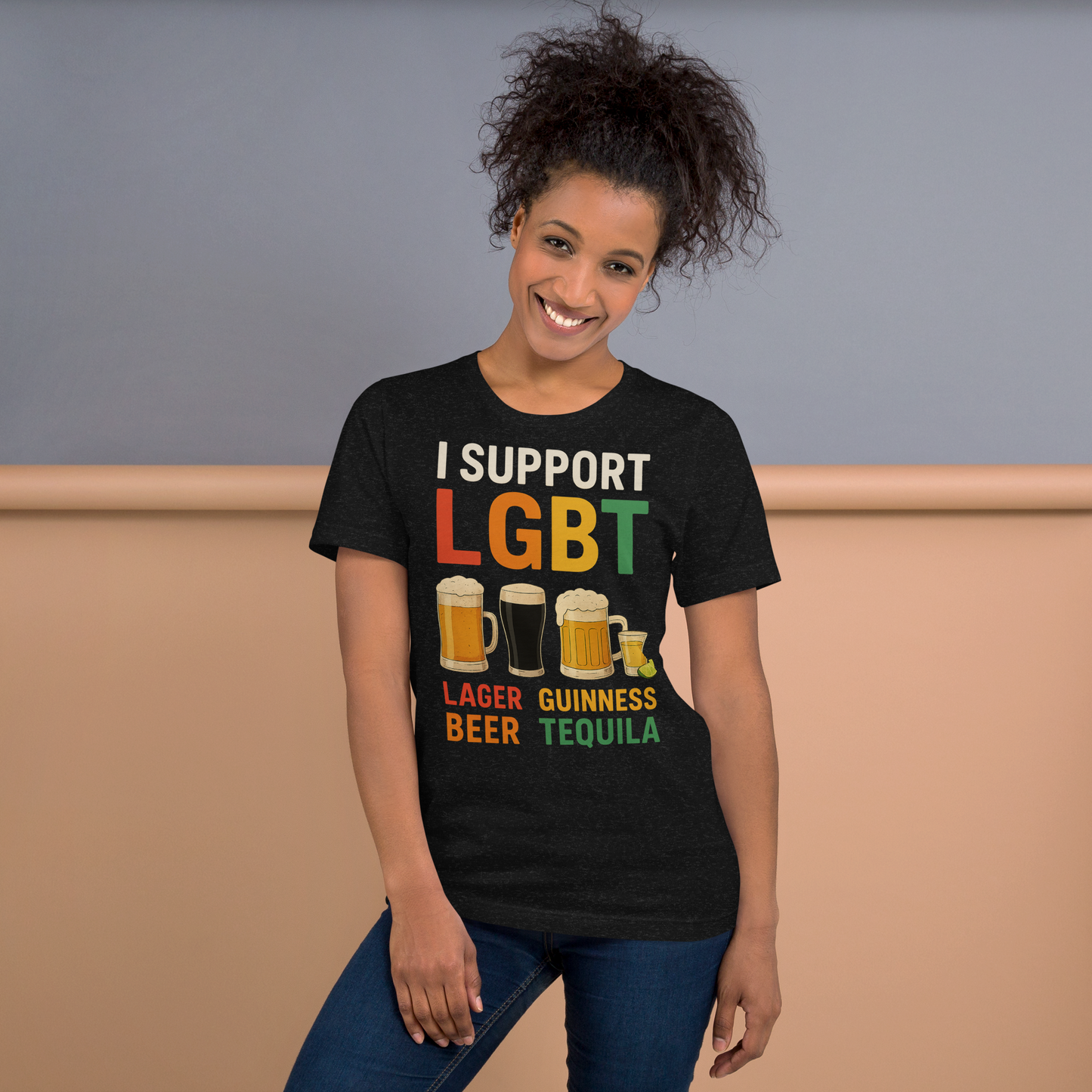 I Support LGBT: Lager-Guinness-Beer-Tequila T-shirt