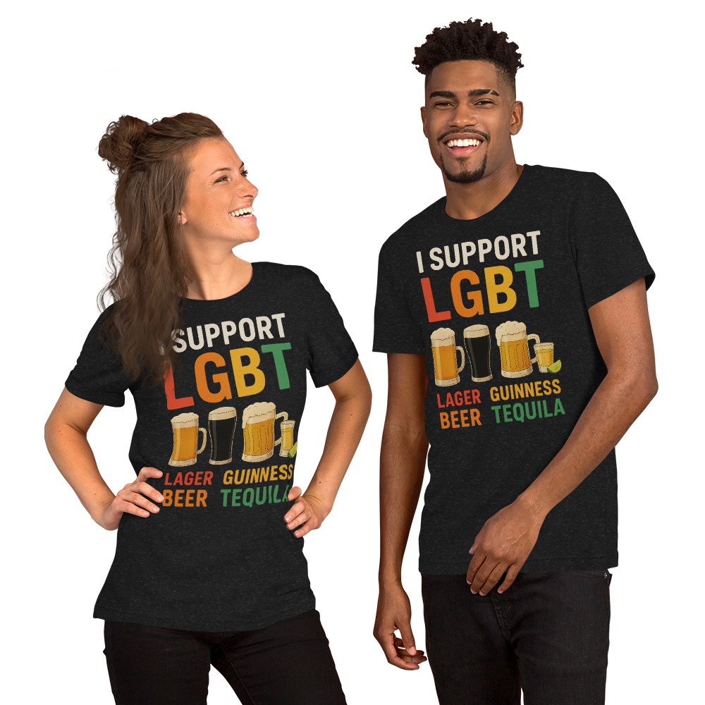 I Support LGBT: Lager-Guinness-Beer-Tequila T-shirt