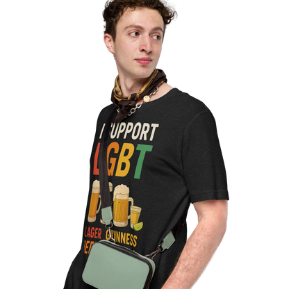 I Support LGBT: Lager-Guinness-Beer-Tequila T-shirt