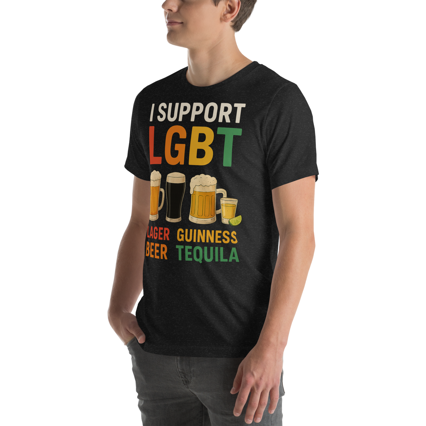 I Support LGBT: Lager-Guinness-Beer-Tequila T-shirt