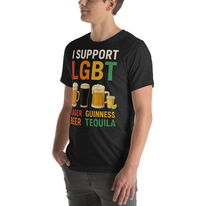I Support LGBT: Lager-Guinness-Beer-Tequila T-shirt